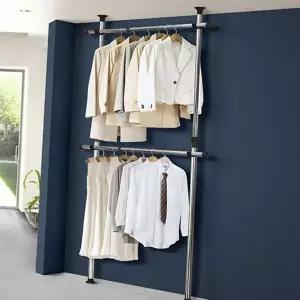 고정식 행거 다용도 조립식 침실 2단 옷걸이 행거 공간 정리 방문