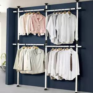 조립식 행거 공간활용 기둥형 천장 4단 행거 옷걸이 드레스 고정식 붙박이