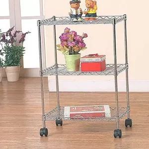 이동식 트롤리 선반 다용도 조립식 바퀴형 이동식 메탈 선반 3단 틈새 다이닝 수납 철제 스틸 서빙