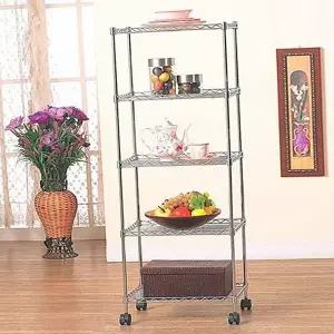 슬림 수납장 이동식 틈새 다용도 메탈 수납장 와이어 선반 메탈랙 산업용 사무실 업소용 가정용 바퀴형