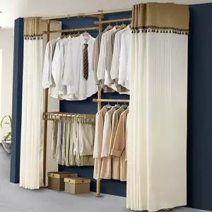 조립식 행거 공간활용 시스템 커튼형 드레스 룸 행거 옷걸이 수납 정리함 방문 의류
