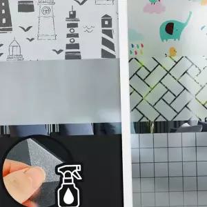 유리창 시트지 무점착 고방 블라인드 창문 시트지 암막 안개 모자이크 인테리어 가리개 스티커 꽃무늬