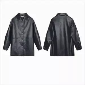 레자 간절기 라이더자켓 여자 아우터 루즈핏 자켓 카라 페이크레더