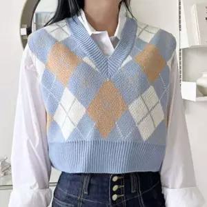 채크 여성 니트 조끼 크롭 여자 니트 베스트 5색