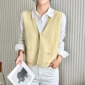 베이직 여성 니트 조끼 브이넥 포켓 쪼끼 니트 베스트