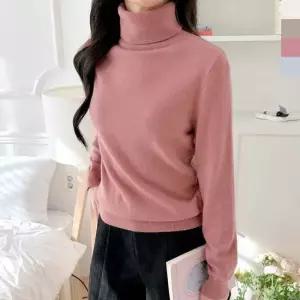 여성 부드럽고 따뜻한 캐시미어 데일리 목폴라 니트