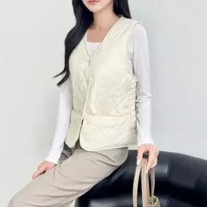 여성 6컬러 브이넥 겨울 안감 밍크 베스트 패딩조끼