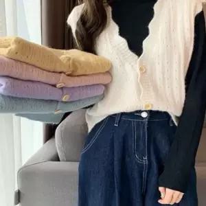 여성 간절기 러블리 브이넥 셔링 니트조끼 니트베스트