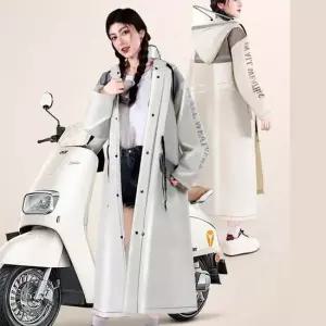 여성 비오느날 장마 대비 코트형 오버핏 스타일 후드 롱 레인코트 우비