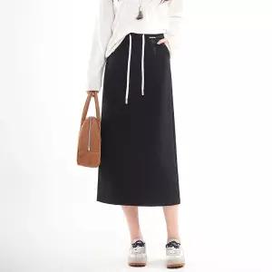 몰도 치마 여성용 롱 캐주얼 가을 H라인 일자 허리밴딩 원턱 젠3