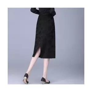 몰도 여자 H라인 스커트 자가드 앞트임 롱 힙업 뒤 밴딩 원단 젠1