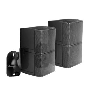 홈 시어터 서라운드 사운드 시스템 위성 스피커를 위한 조정 가능한 회전 및 경사각 회전이 있는 TNP 유니버설 스피커 벽걸이 브래킷 천장걸이 클램프 - 2팩 검은색