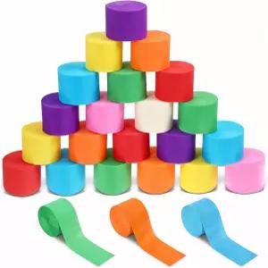 롤 크렙 페이퍼 스트리머 48개 8가지 컬러 레인 파티 장식 실내 야외 장 새해 생일 DIY 공예용 종이 꽃