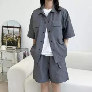 [텐바이텐][홍은]여성 여름 데일리 헬스 트레이닝 포켓 반팔 반바지 세트