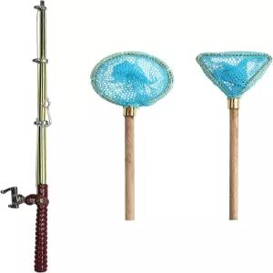 1 12 스케일 인형의 집 장식용 미니어처 낚싯대와 어망 세트 미니 요정 정원 마이크로 조경 가구 액세서리