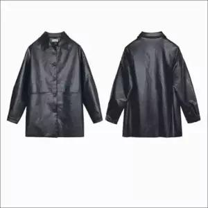 레더 페이크 여자 자켓 카라 루즈핏 라이더 레자자켓