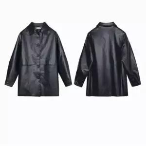 여자 루즈핏 페이크레더 레자 자켓 카라 라이더자켓 간절기 아우터