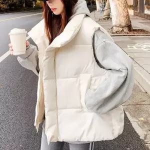 겨울 오버핏 패딩조끼 웰론 빅포켓 집업 하이넥 조끼