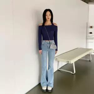 여자 홀터넥 골지 오프숄더 티셔츠