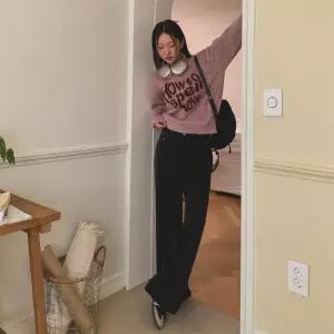 여자 블랙 와이드 피치기모 데님 팬츠