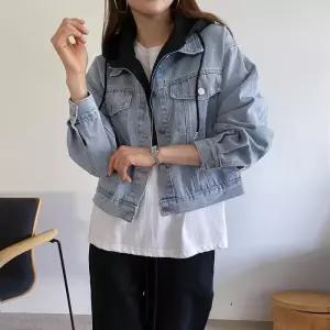 [옷자락]여자 캠퍼스 레이어드 크롭 후드 청자켓