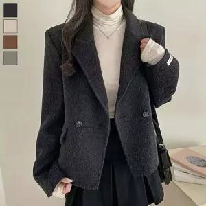 여성 더블카라 겨울 모직 숏 코트 자켓 클래식 4색