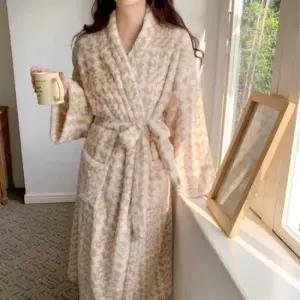 여성로브가운 여자 홈웨어 극세사 부들 로브 가운 원피스 잠옷 커플