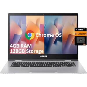 ASUS 크롬북 14 노트북(14인치 및 eMMC+ 12시간 RAM, 인텔 스토리지(64GB 가정 카드), FHD 64GB 학생용 견고함, 128GB SD 긴 안티글레어, N4500, 셀러론 4GB