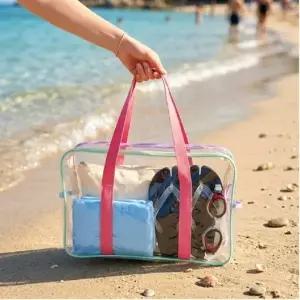 ( )PVC 지퍼형 투명 방수 비치백 대형 숄더백 물 놀이 수영 가방 바캉스 소지품 보관