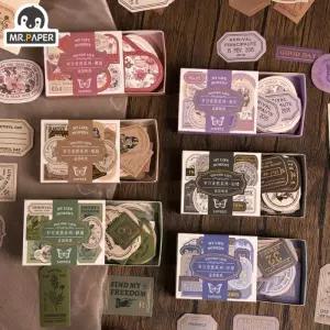 Mr Paper Light 레트로 라벨 박스 스티커 쓰기 가능 씰링 장식 핸드북 미적 편지지 40 개/상자