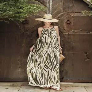 [드레스허그]트로피컬 홀터넥 롱 원피스