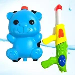 (색상 랜덤)아기 곰 디자인 가방 멜빵 끈 물총 세트 워터건 놀이 워터밤 어린이 대형 대용량 캠핑 파워 여