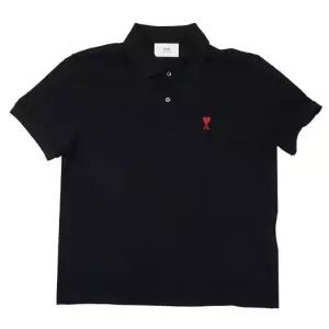 아미 스몰 하트 로고 폴로 반팔 셔츠 블랙 BFUPL001 760 001