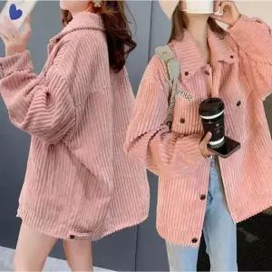 카라 자켓 오버핏 핑크 골덴 아우터 코듀로이 여성