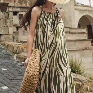 [휴드]트로피컬 리프 홀터 롱원피스_P421759025