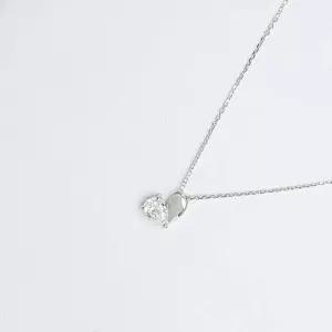 시후주얼리 순은 큐빅 쁘띠 반반하트 목걸이 SS062N