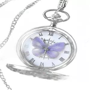 나비 회중시계 희귀 선물 아날로그 기계 빈티지 그레이 표본 클립 꽃 포켓 레트로