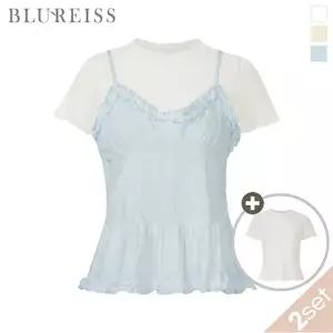[블루레이스] [2SET]펀칭 뷔스티에 블라우스+티셔츠_B6M3BL5601