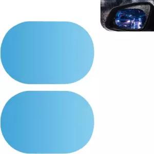 쿠이모프 2 PCS 자동차 후방 우천 방지 필름 타원형 김서림 글레어 가드 HD 시청 스크래치 보호 스티커 윈도우 미러용 범용 재사용 안전 운전 액세서리(파란색)