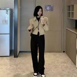 여자 크롭 카라 블루종