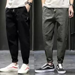 남자 배기팬츠 캐주얼패션 바지 허리밴딩 패션룩 (HSJ-W95AFC6)