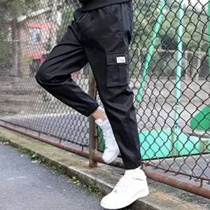 남자 조거 스타일 데일리 배기 허리밴딩 카고바지 (HSJ-W95AFDE)