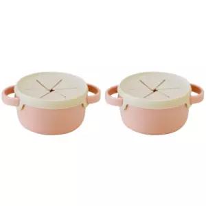 에디슨 아기 간식통 스낵컵 그릇 휴대용 핑크 X2개 BNS