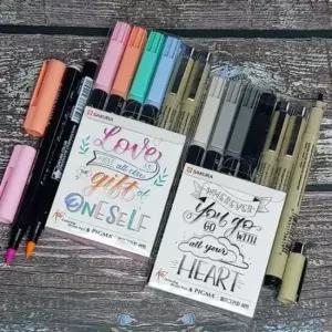 일러스트펜 사쿠라 피그마+코이컬러링 브러쉬펜 캘리그라피 세트