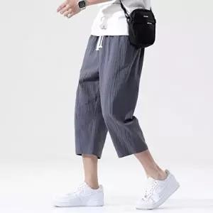 남자 캐주얼 시원한 린넨팬츠 허리밴딩 여름 7부 팬츠 (HSJ-WFIKMO9)
