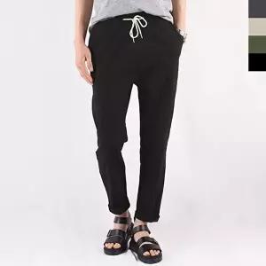 남자 면바지 9부 린넨 스판 커플 캐주얼 밴딩 팬츠 (HSJ-W5CA157)