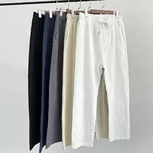 남성 밴딩바지 린넨 마 여름 슬랙스 팬츠 (HSJ-WFHHQSL)