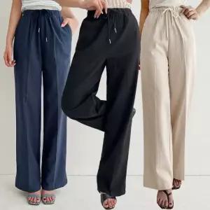 블랙미즈 여성 올 밴딩 린넨 와이드 팬츠 3종