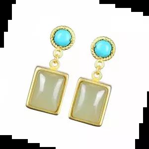 원석팔찌 TBZ 원석 써지컬 귀걸이 보석 골드 비취 옥 터키석 S925