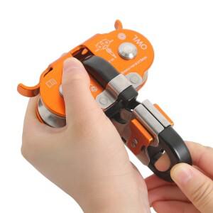 Xinda 산악인 스틸 케이블 풀리 야외 크로싱 지퍼 라인 트윈 휠 알루미늄 탠덤 더블 볼 베어링 포함